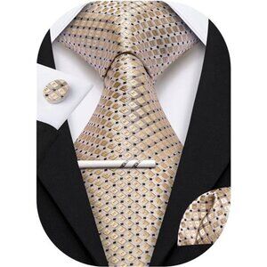 New Men Plaid/Striped Ties Set Silk Business Wedding Formal Fashion Necktie